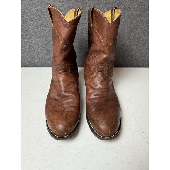 Justin Boots Jackson 12 EE Round Toe Roper Mens Brown Casual Boots 3163 Cowboys - Picture 3 of 5